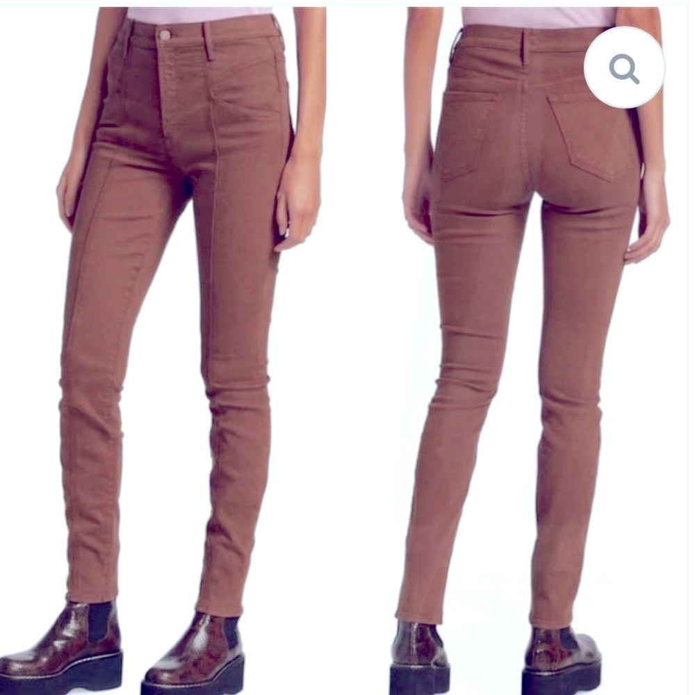 MOTHER “Seamed Swooner Skimp” brown hi rise front seam slim pirate fairy pants!!